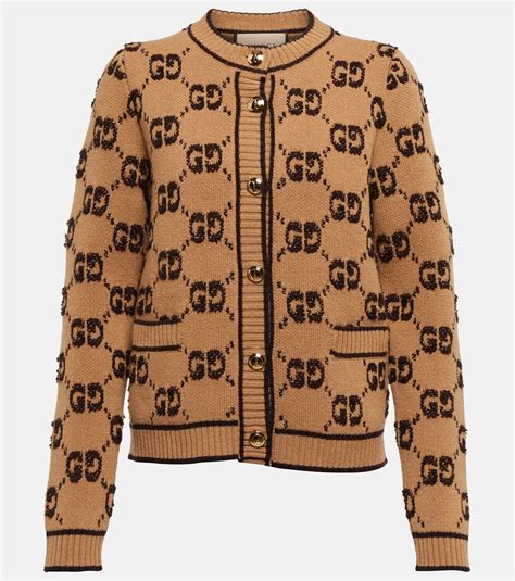 gucci gg 02940|Embroidered wool GG jacquard cardigan .